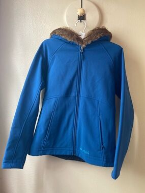 Marmot Furlong Blue Water/Wind Resistant Jacket Fleece Lined/Fur Hood Size Small